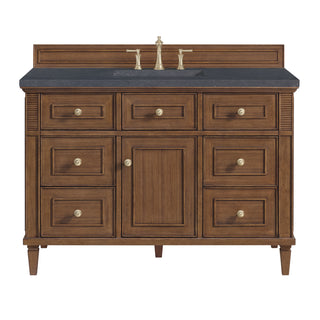48 Inch Lorelai Freestanding Vanity in Mid-Century Walnut / Charcoal Soapstone Top