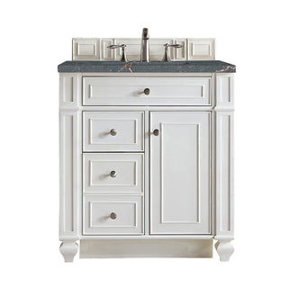 30 Inch Bristol Freestanding Vanity in Bright White / Parisien Bleu Top