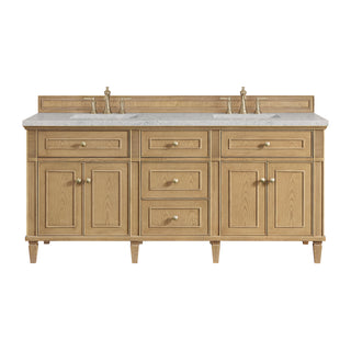 72 Inch Lorelai Freestanding Vanity in Light Natural Oak / Eternal Jasmine Pearl Top