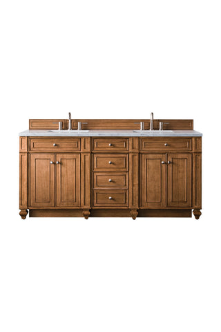 72 Inch Bristol Freestanding Vanity in Saddle Brown / Eternal Jasmine Pearl Top