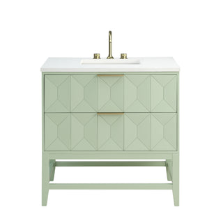 36 Inch Emmeline Freestanding Vanity in Pistachio / White Zeus Top