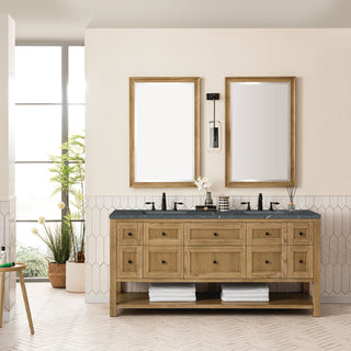 72 Inch Breckenridge Freestanding Vanity in Light Natural Oak / Parisien Bleu Top