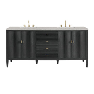 72 Inch Myrrin Freestanding Vanity in Carbon Oak / Eternal Jasmine Pearl Top