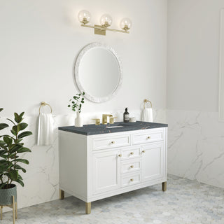 48 Inch Chicago Freestanding Vanity in Glossy White / Parisien Bleu Top