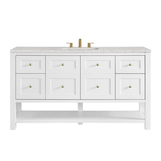 60 Inch Breckenridge Freestanding Vanity in Bright White / Eternal Jasmine Pearl Top