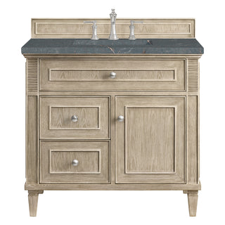 36 Inch Lorelai Freestanding Vanity in Whitewashed Oak / Parisien Bleu Top