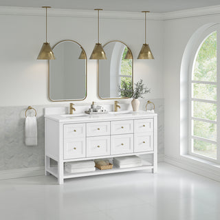 60 Inch Breckenridge Freestanding Vanity in Bright White / White Zeus Top