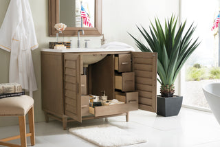 36 Inch Portland Freestanding Vanity in Whitewashed Walnut / Arctic Fall Top