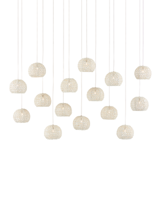 Piero White 15-Light Linear Multi-Drop Pendant