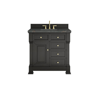 36 Inch Brookfield Freestanding Vanity in Black Onyx / Parisien Bleu Top