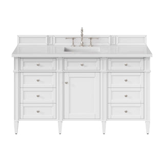 60 Inch Brittany Freestanding Vanity in Bright White / White Zeus Top