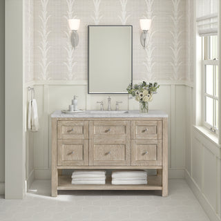 48 Inch Breckenridge Freestanding Vanity in Whitewashed Oak / Eternal Jasmine Pearl Top