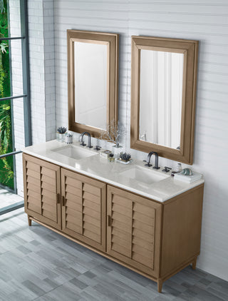 72 Inch Portland Freestanding Vanity in Whitewashed Walnut / Eternal Jasmine Pearl Top