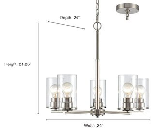 Verlana 5-Light Chandelier Ceiling Light Brushed Nickel