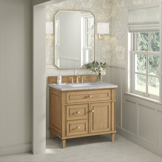 36 Inch Lorelai Freestanding Vanity in Light Natural Oak / Eternal Jasmine Pearl Top