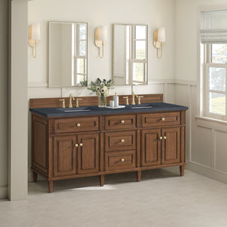 72 Inch Lorelai Freestanding Vanity in Mid-Century Walnut / Charcoal Soapstone Top