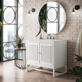 36 Inch Athens Dual Mount Vanity in Glossy White / Lime Delight Top