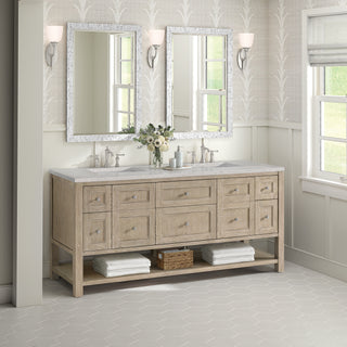 72 Inch Breckenridge Freestanding Vanity in Whitewashed Oak / Eternal Jasmine Pearl Top