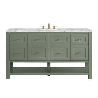 60 Inch Breckenridge Freestanding Vanity in Smokey Celadon / Carrara White Top