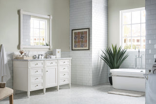 60 Inch Brittany Freestanding Vanity in Bright White / Carrara White Top