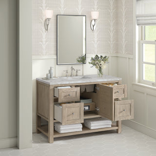48 Inch Breckenridge Freestanding Vanity in Whitewashed Oak / Victorian Silver Top