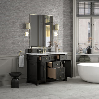 48 Inch Brookfield Freestanding Vanity in Black Onyx / White Zeus Top