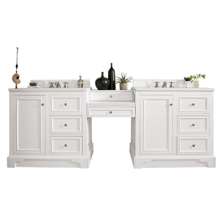 96.5 Inch De Soto Freestanding Vanity in Bright White / White Zeus Top