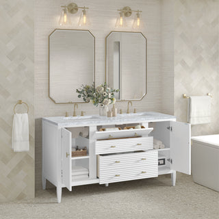 60 Inch Myrrin Freestanding Vanity in Bright White / Carrara White Top