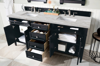 72 Inch Brittany Freestanding Vanity in Black Onyx / Victorian Silver Top