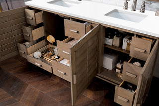 72 Inch Portland Freestanding Vanity in Whitewashed Walnut / White Zeus Top