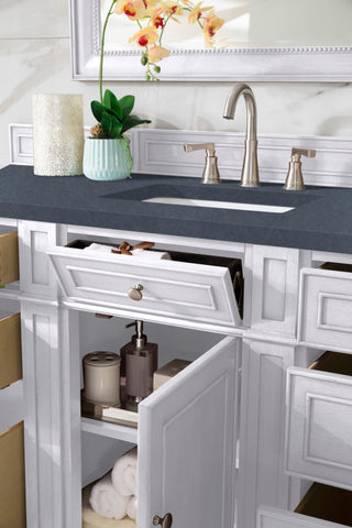 60 Inch Bristol Freestanding Vanity in Bright White / Charcoal Soapstone Top