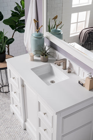 49.25 Inch De Soto Freestanding Vanity in Bright White / White Zeus Top