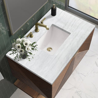 36 Inch Marcello Floating Vanity in Chestnut / Arctic Fall Top