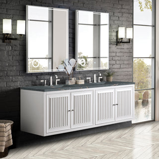 72 Inch Athens Dual Mount Vanity in Glossy White / Parisien Bleu Top