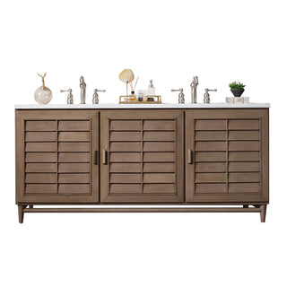 72 Inch Portland Freestanding Vanity in Whitewashed Walnut / Eternal Jasmine Pearl Top