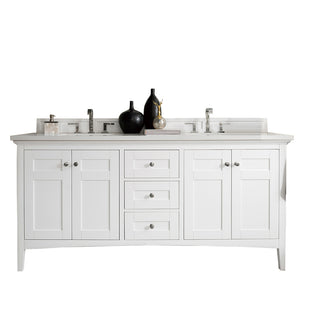 72 Inch Palisades Freestanding Vanity in Bright White / White Zeus Top