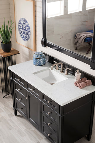 48 Inch Brittany Freestanding Vanity in Black Onyx / Eternal Jasmine Pearl Top
