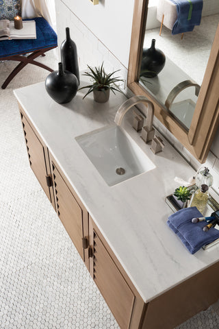 60 Inch Portland Freestanding Vanity in Whitewashed Walnut / Arctic Fall Top