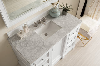 49.25 Inch De Soto Freestanding Vanity in Bright White / Carrara White Top
