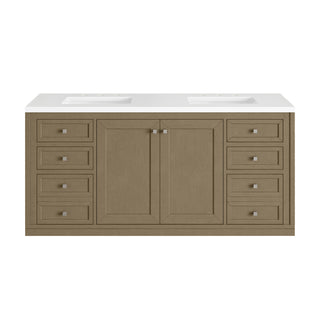 60 Inch Chicago Freestanding Vanity in Walnut Whisper / White Zeus Top