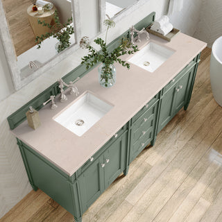 72 Inch Brittany Freestanding Vanity in Smokey Celadon / Eternal Marfil Top