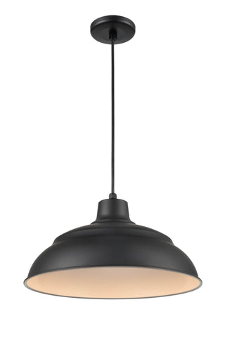 R Series 1-Light Cord Hung Warehouse Satin Black
