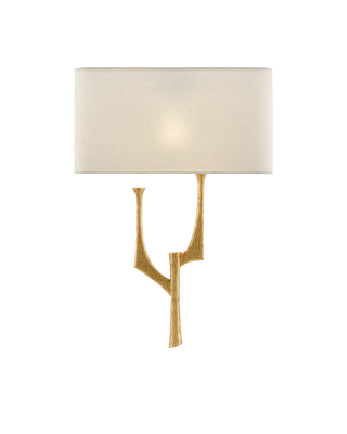 Bodnant Gold Wall Sconce, White Shade, Right