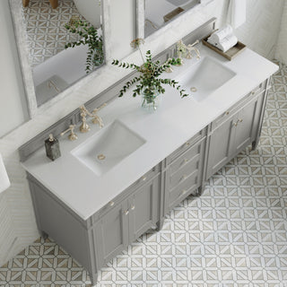 72 Inch Brittany Freestanding Vanity in Urban Gray / White Zeus Top