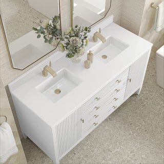 60 Inch Myrrin Freestanding Vanity in Bright White / White Zeus Top