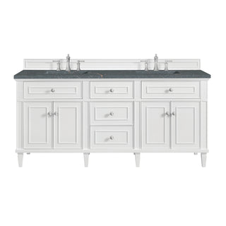 72 Inch Lorelai Freestanding Vanity in Bright White / Parisien Bleu Top