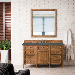 60 Inch Brittany Freestanding Vanity in Saddle Brown / Parisien Bleu Top
