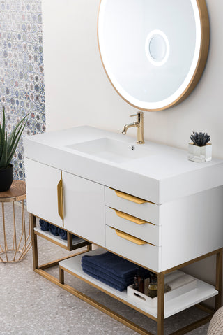 48 Inch Columbia Freestanding Vanity in Glossy White / Glossy White Top