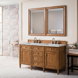 60 Inch Brittany Freestanding Vanity in Saddle Brown / Victorian Silver Top
