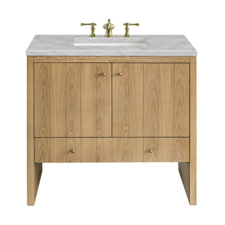 36 Inch Hudson Freestanding Vanity in Light Natural Oak / Victorian Silver Top